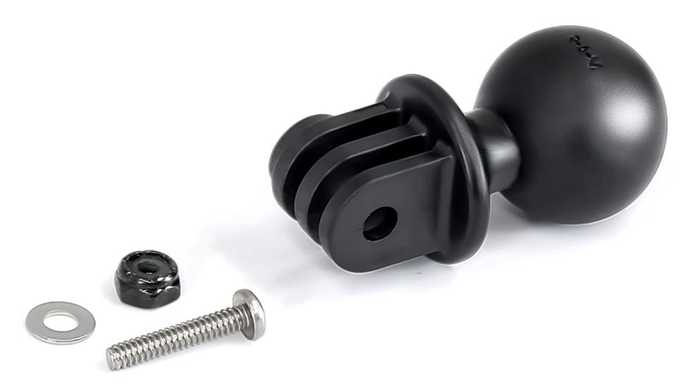 RAM Mounts Twist Lock Suction Cup Mount, Short Double Socket Arm &amp; 1" Diameter Ball With Custom Gopro Hero Adapter RAM-B-166-A-GOP1U