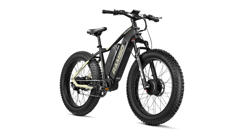 Rambo Bikes MEGATRON 2.0 1000W X2 Full Frame Electric Bike, Matte Black/FDE, 19.7 in, R1000X2M-FF-BFD