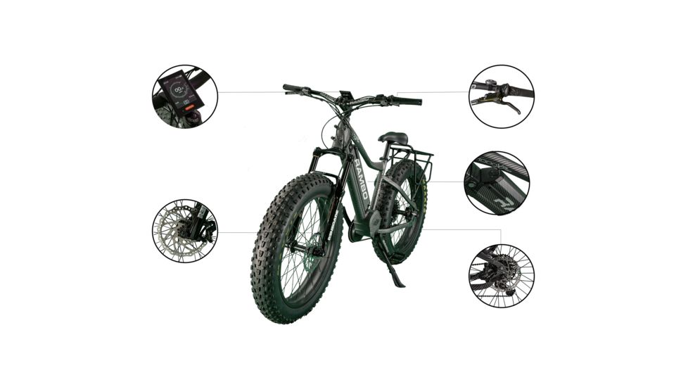 Rambo Bikes R1000XPS Electric Hunting Bike, Carbon, Stand over height 28in, 1000 XPSP 00816153014180