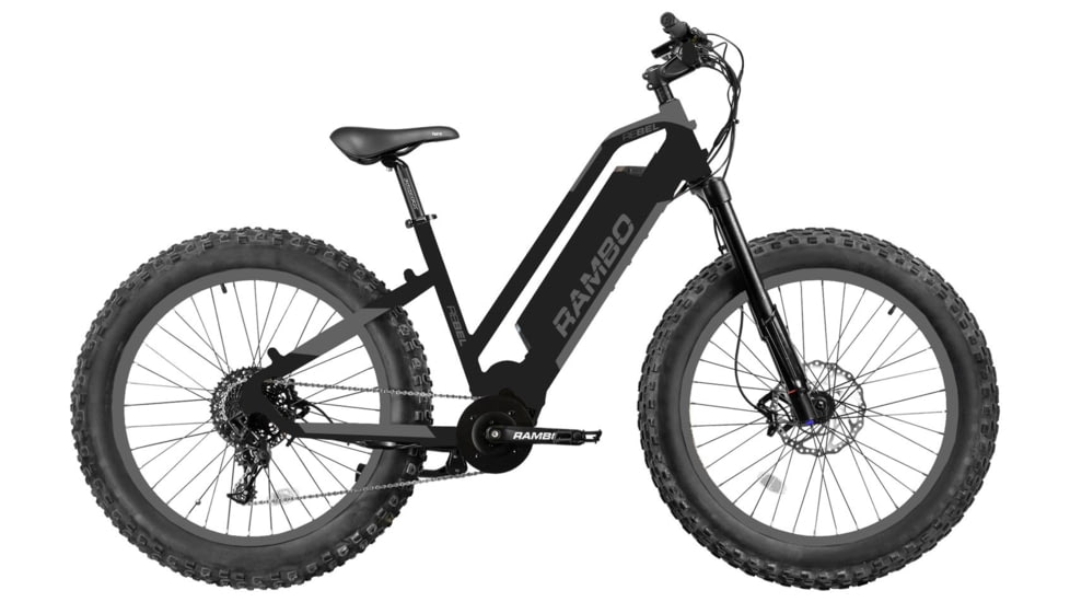 Rambo Bikes REBEL 1000W Step-Thru Electric Bike, Matte Black/Grey, 19 in, 1000 XPST-BGY