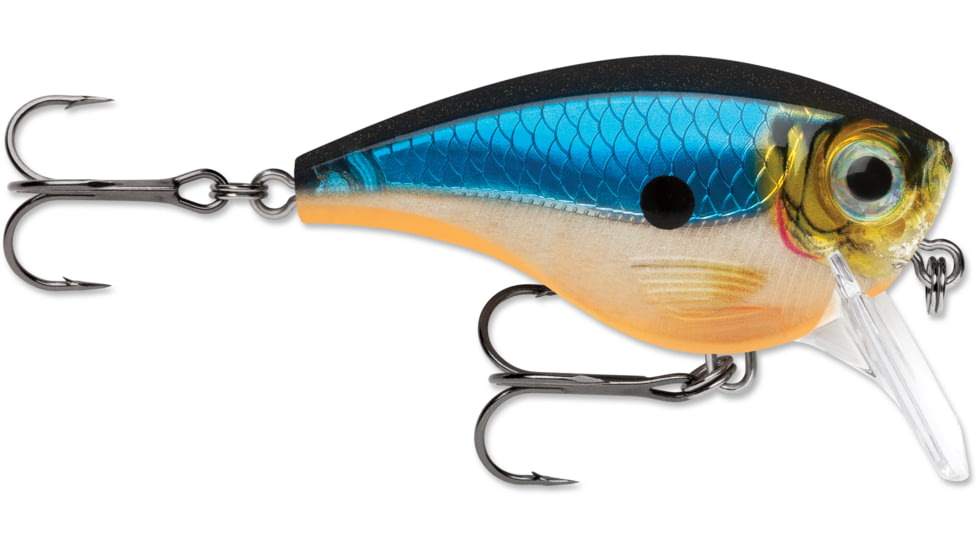 Rapala BX Big Brat Crankbait, Hard Flash, Square Bill 2.75in, 3/4 oz, 6ft, 3 Hooks, Blue Ghost, BXBB06BGH