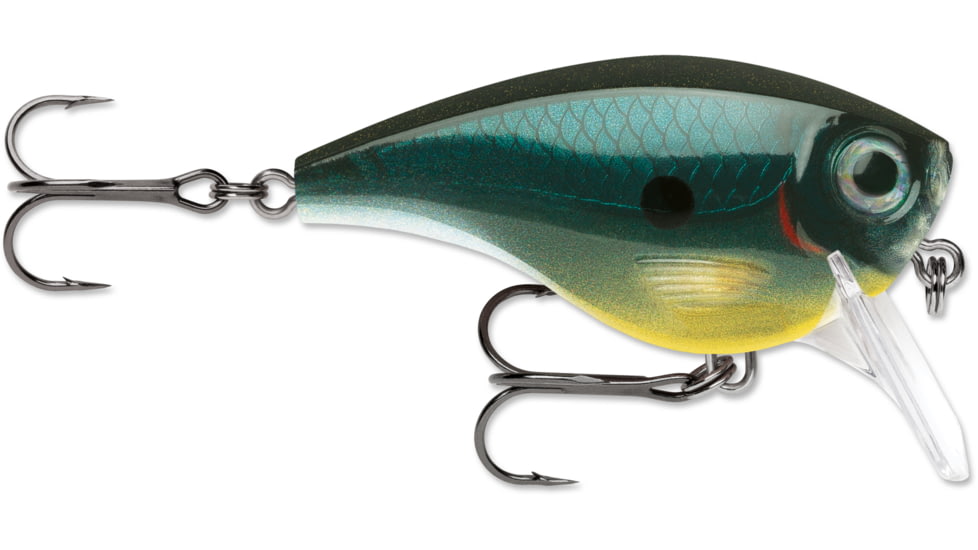 Rapala BX Big Brat Crankbait, Hard Flash, Square Bill 2.75in, 3/4 oz, 6ft, 3 Hooks, Carbon, BXBB06CBN