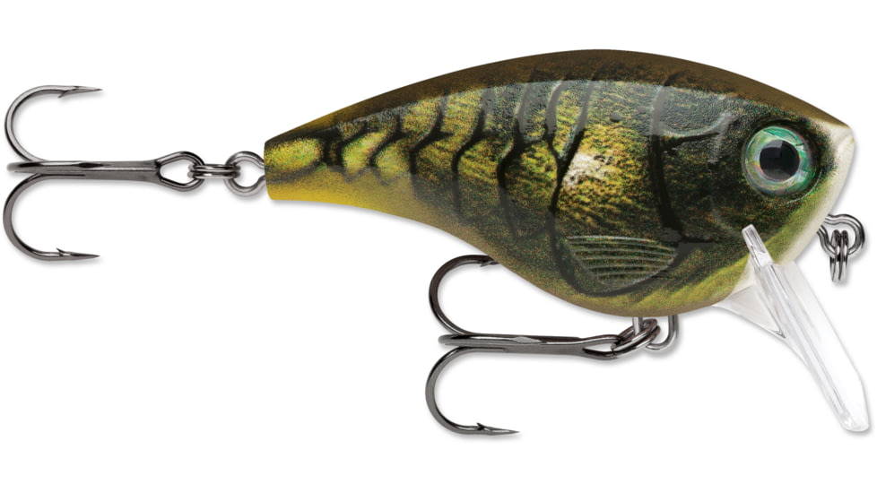 Rapala BX Big Brat Crankbait, Hard Flash, Square Bill 2.75in, 3/4 oz, 6ft, 3 Hooks, Mossy, BXBB06MSY