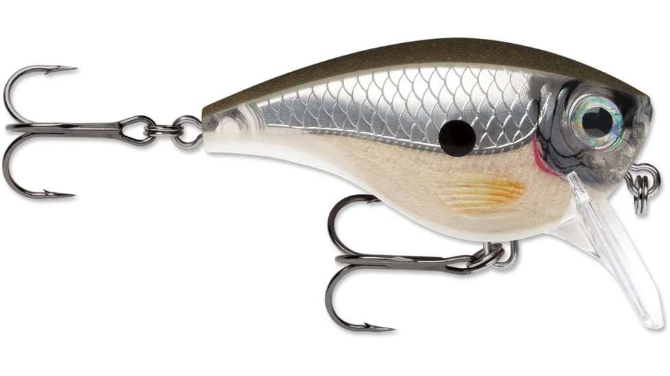 Rapala BX Big Brat Crankbait, Hard Flash, Square Bill 2.75in, 3/4 oz, 6ft, 3 Hooks, Pearl Grey Shiner, BXBB06PGS