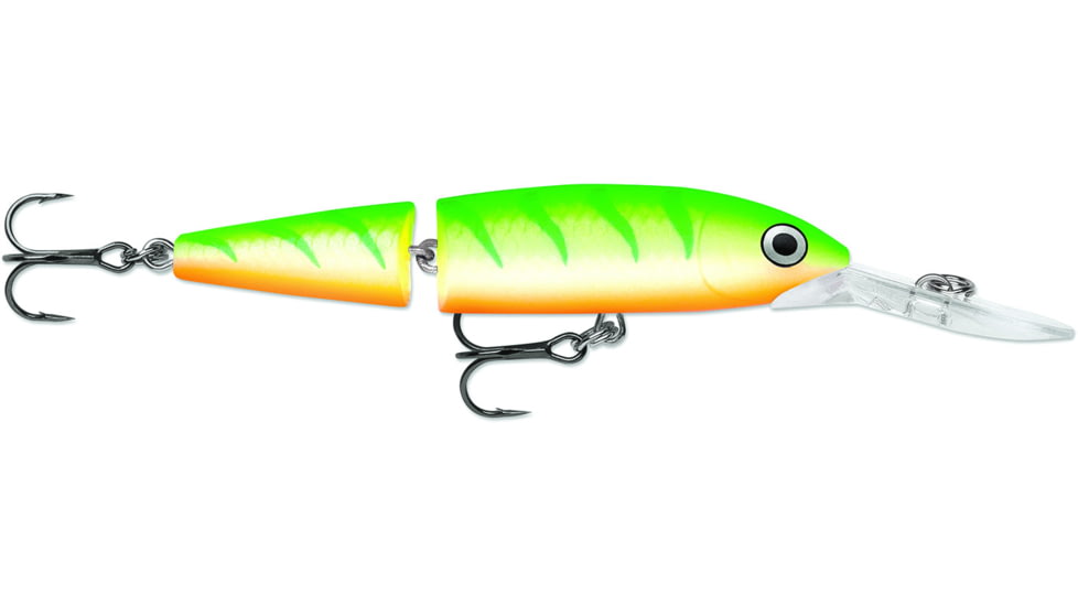 Rapala Jointed Deep Husky Jerk, Suspending, Green Tiger UV, 3-1/8in, 3/16oz, JDHJ08GTU