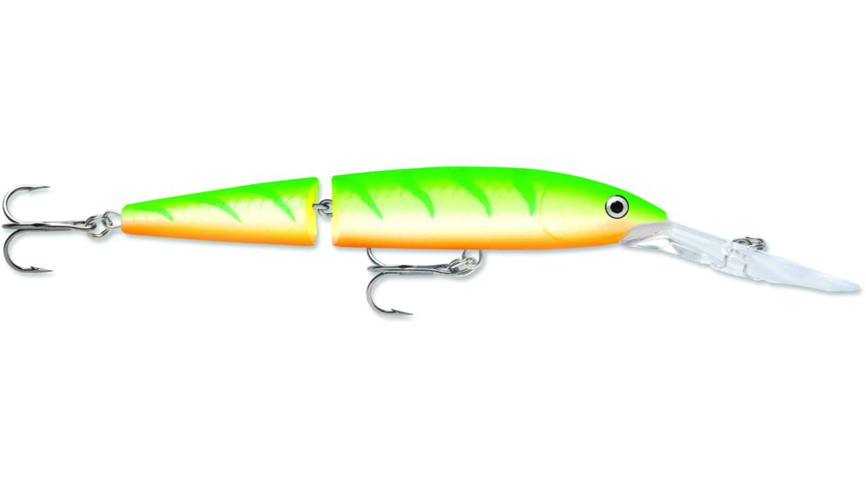 Rapala Jointed Deep Husky Jerk, Suspending, Green Tiger UV, 4 3/4in, 1/2oz, JDHJ12GTU
