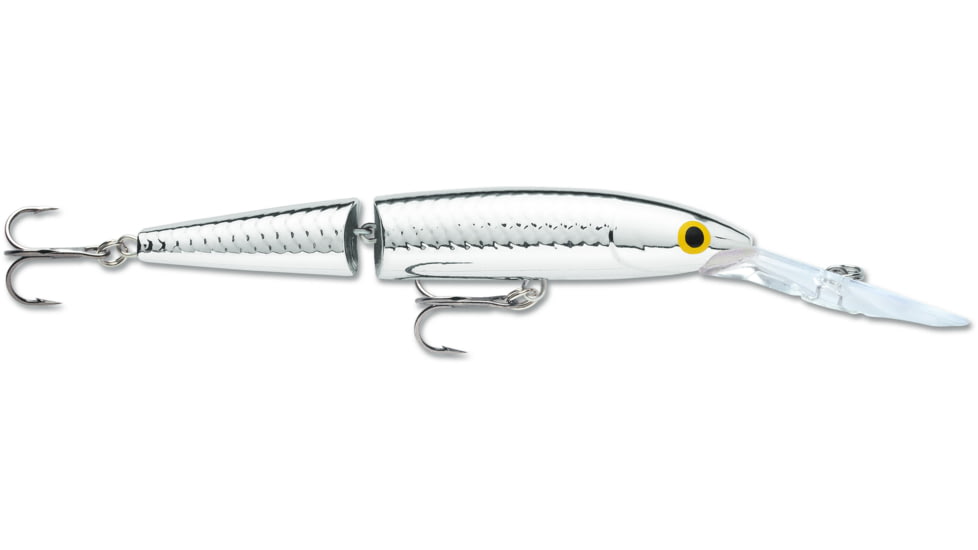 Rapala Jointed Deep Husky Jerk, Suspending, Pure Chrome, 4 3/4in, 1/2oz, JDHJ12PCH