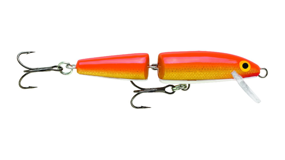 Rapala Jointed Minnow, Floating, Gold Fluorescent Red, 5 1/4in, 5/8oz, J13GFR