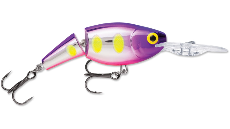 Rapala Jointed Shad Rap 04 3/16 oz, 4'-6' Depth, #8 and #10 Treble Hooks, Voodoo Haze, JSR04VDH
