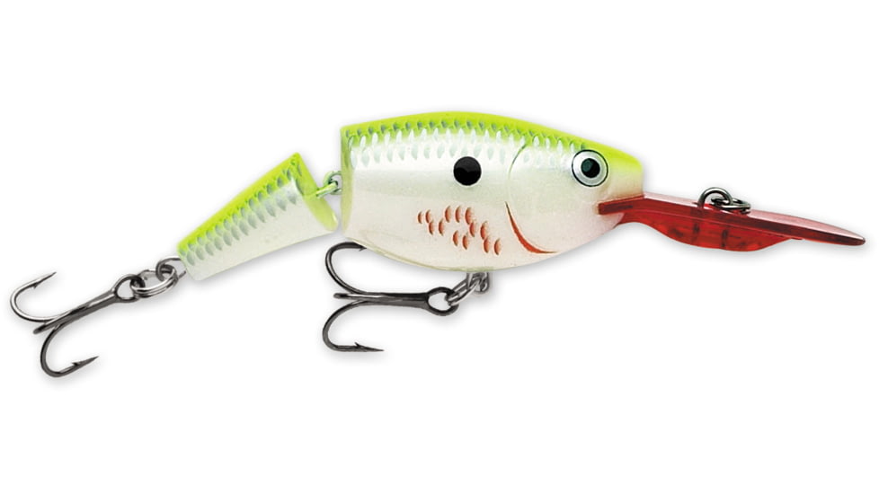 Rapala Jointed Shad Rap Crankbait, 2.75ft, 1/2oz, Floating, Bleeding Chartreuse Shad, JSR07BCSD