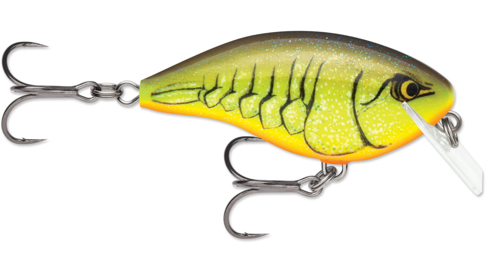 Rapala OG Rocco 05, 3/8 oz, Running Depth 5', #4 Treble Hooks, Chartreuse Rootbeer Crawdad, OGR05CRTBC