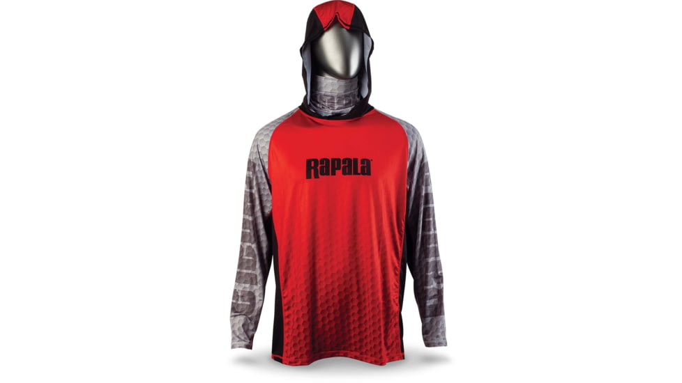 Rapala Performance Hood with Neck Gaiter, Red Grey Black, Large, RPHNG20L
