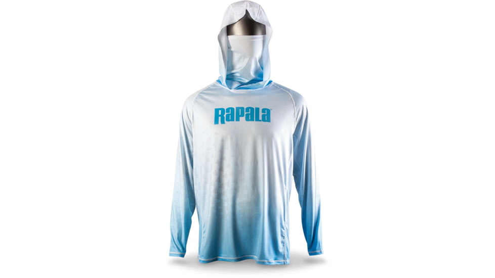 Rapala Performance Hood with Neck Gaiter, White Blue, Extra Large, RPHNG21XL