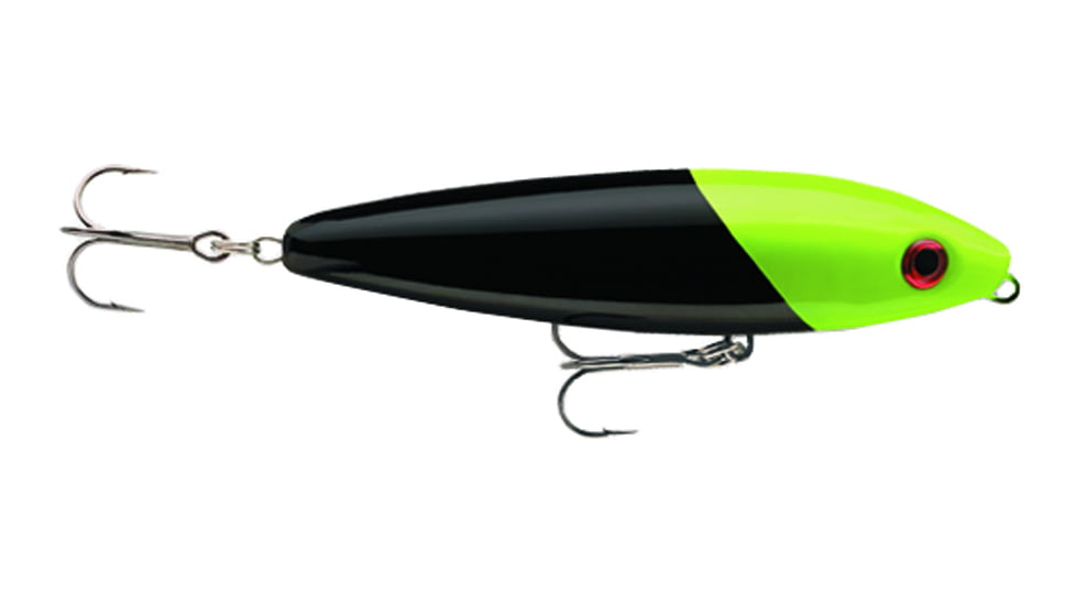 Rapala Saltwater Skitter Walk Topwater Lure, Floating, Black Chartreuse Head, 5/8oz, 4 3/8in, SSW11BKCH