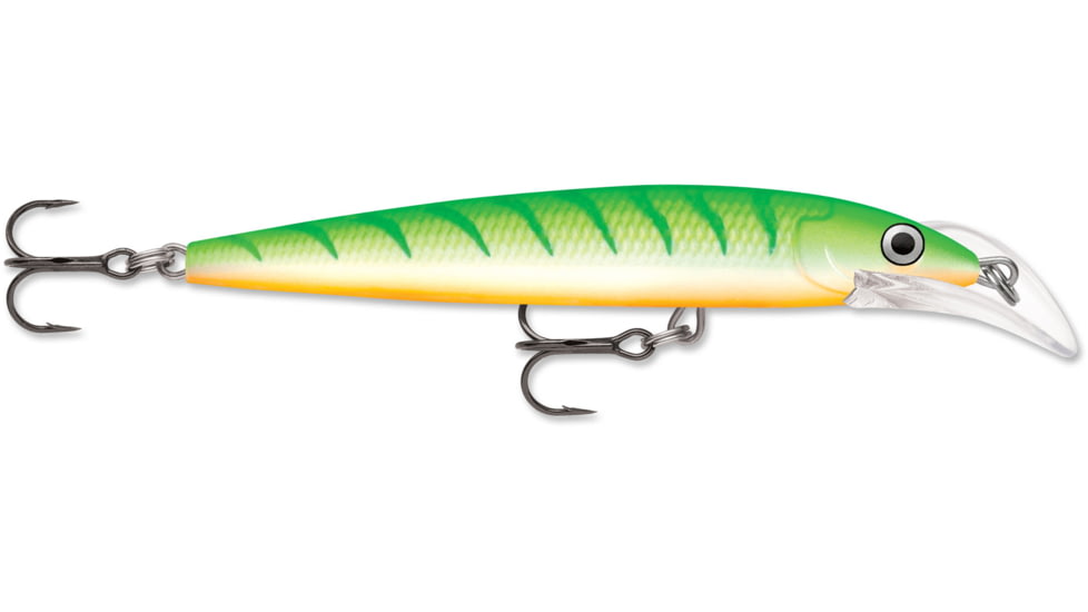 Rapala Scatter Rap Deep Husky Jerk 10, Green Tiger UV, 4in, 3/8oz., SCRDHJ10GTU