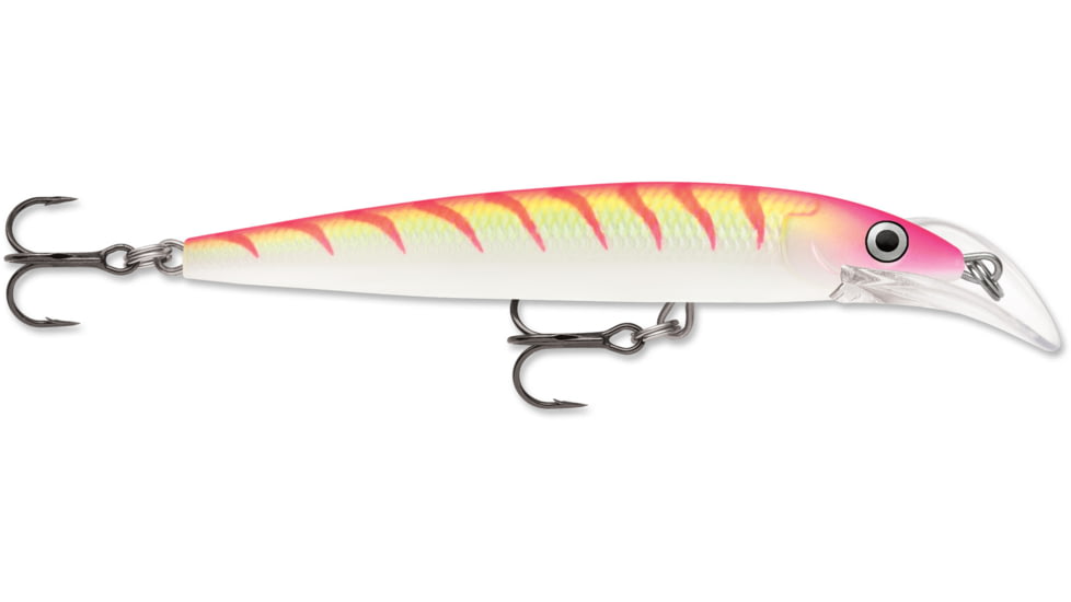 Rapala Scatter Rap Deep Husky Jerk 10, Pink Tiger UV, 4in, 3/8oz., SCRDHJ10PTU
