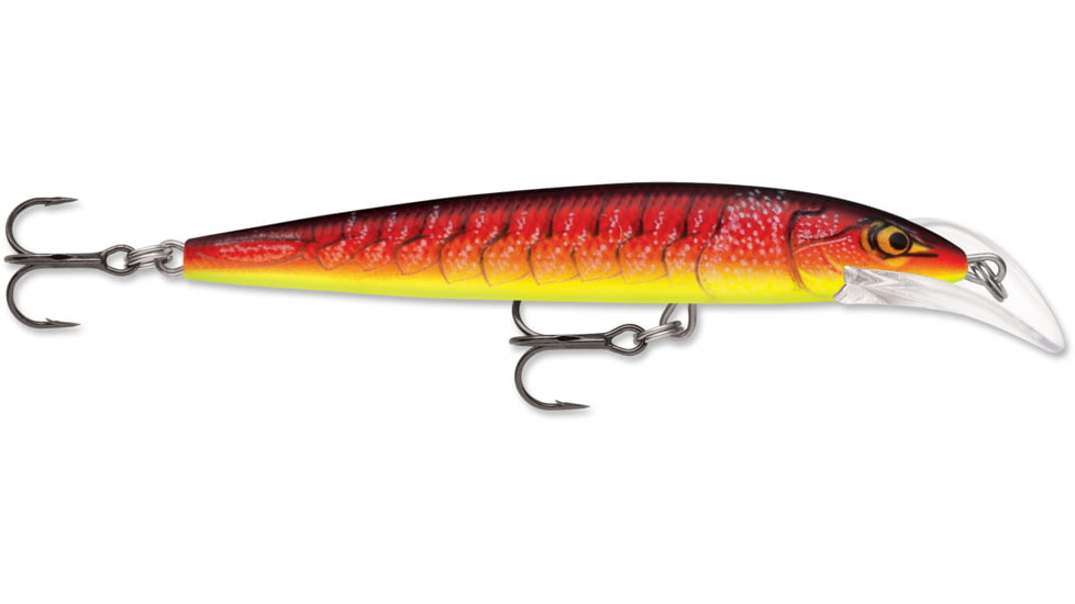Rapala Scatter Rap Deep Husky Jerk 10, Redfire Craw, 4in, 3/8oz., SCRDHJ10RFCW