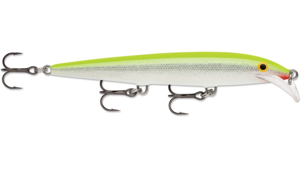 Rapala Scatter Rap Minnow, Floating, Silver Fluorescent Chartreuse, 4 3/8in, 3/16oz, SCRM11SFC