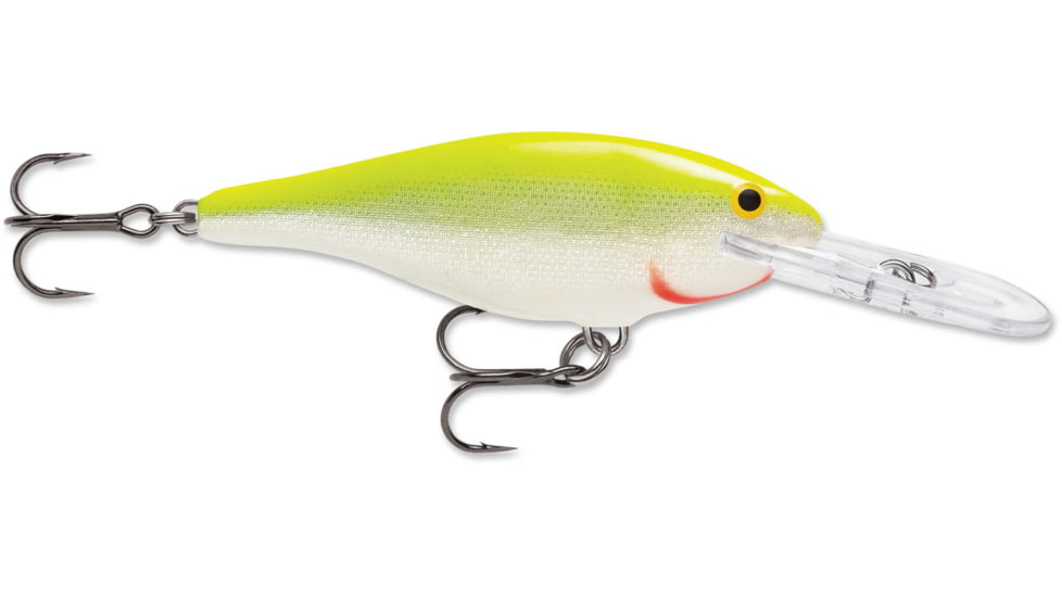 Rapala Shad Rap Crankbait 1 1/2in, 1/8 oz, Floating, Silver Fluorescent Chartreuse, SR04SFC