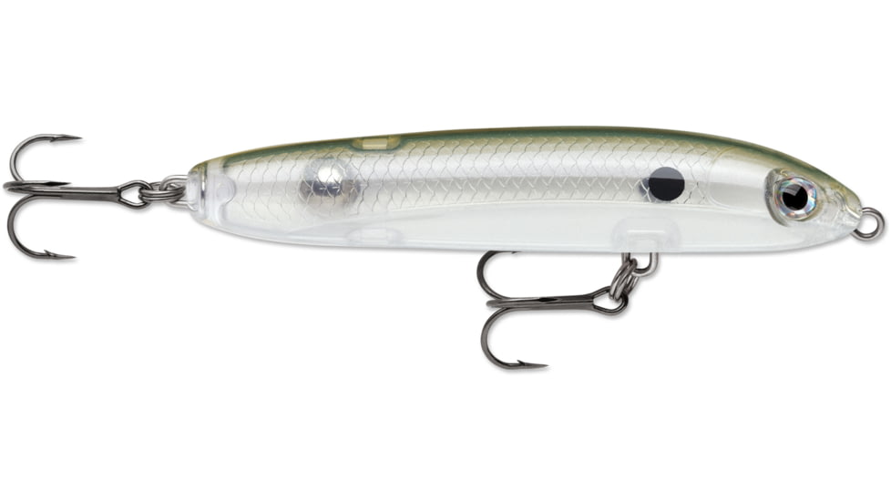 Rapala Skitter V 10, 4" 1/2 oz, Topwater, VMC #4 Treble Hooks, Inshore/Freshwater, Clear Pale Olive, SKV10CPO