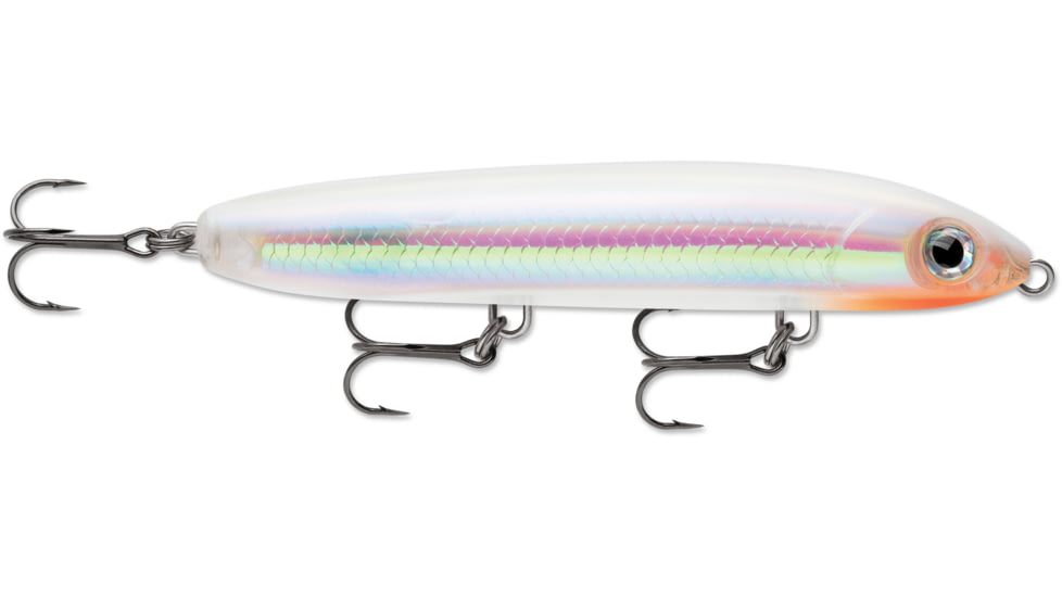 Rapala Skitter V, Topwater Walk-the-Dog action, 5-1/4", 1 oz #3 Hooks, Glass Ghost, SKV13GGH