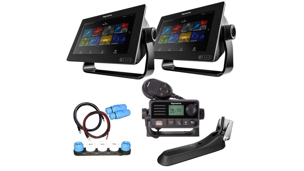 Raymarine Axiom 9 RV Combo Boat in a Box w/2 - 9" Axiom Displays, RV-100 Transducer, LNC2 Charts, Ray53, Switch &amp; Cables 79352