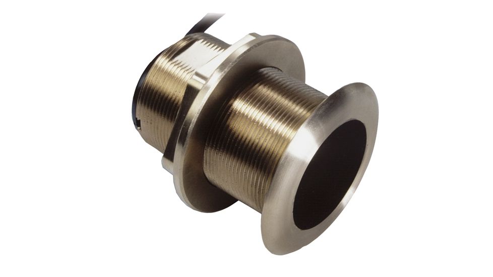 Raymarine B60 Bronze Thru-Hull 50, 200Khz Depth, Temperature Transducer With 12 Degree Tilted Element 33ft Cable, Black, Standard E66088