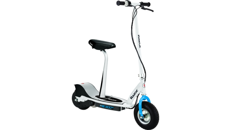 Razor E300S Seated Electric Scooter, White/Blue, 13116284