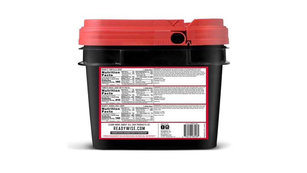 ReadyWise 48 Serving Emergency Soup Grab and Go Bucket, Black, 9 x 9 x 9, RW10-001