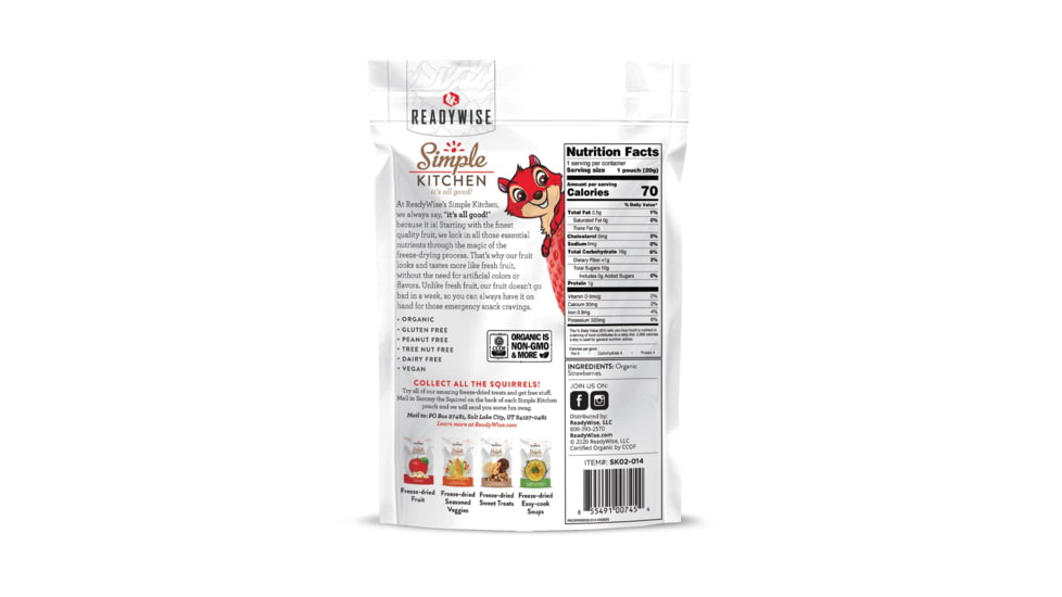 ReadyWise 6 CT Case Organic FD Strawberries, White, 5.75 x 11 x 8.75, RWSK05-014