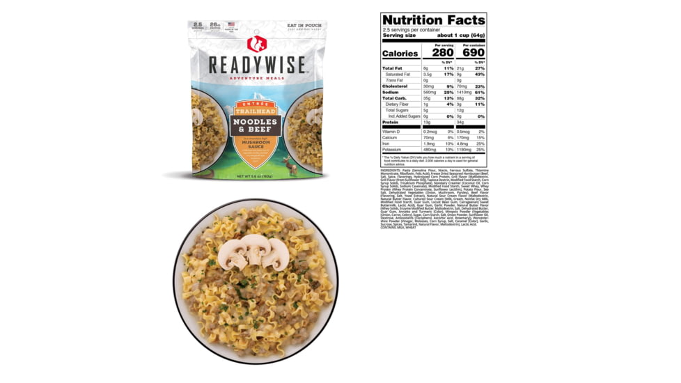 ReadyWise 6 CT Case Trailhead Noodles &amp; Beef, White, 8 x 11.25 x 9.75, RW05-004