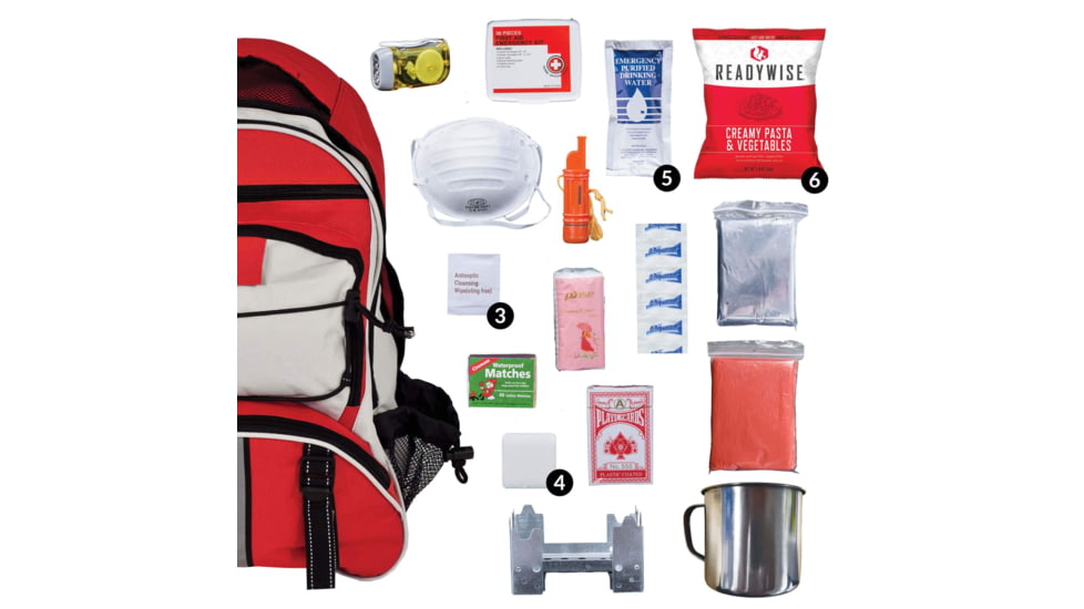 ReadyWise 64 Piece Survival Back Pack, Red, RW01-621GSG