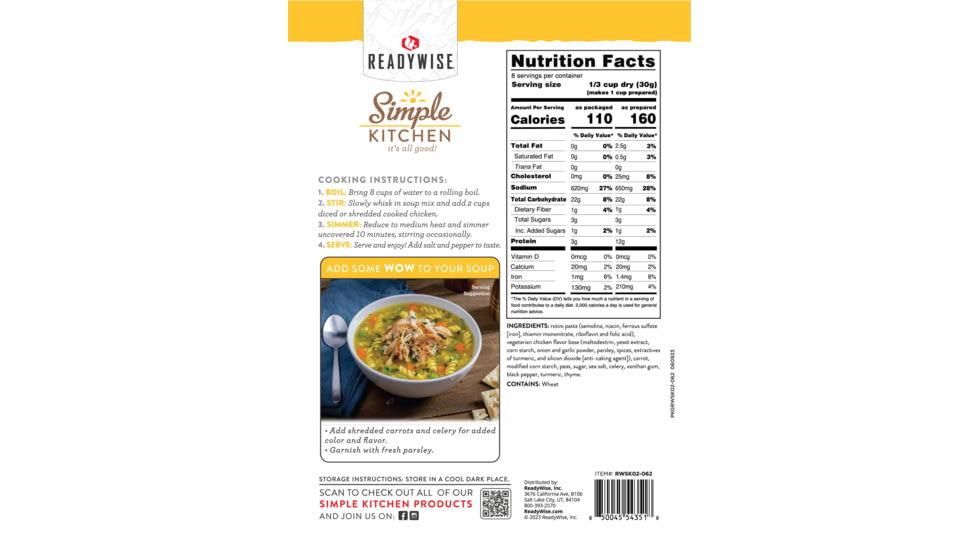 ReadyWise Chicken Noodle Flavored Soup Mix, 6 Pack, RWSK05-062