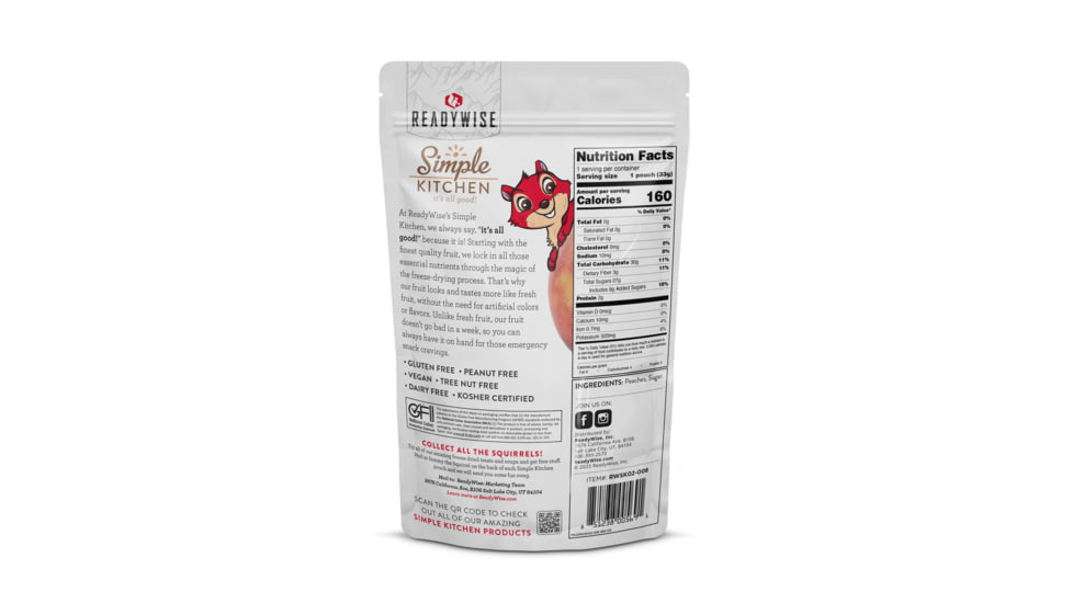 ReadyWise Freeze-Dried Peaches, 6 Pack, RWSK05-008