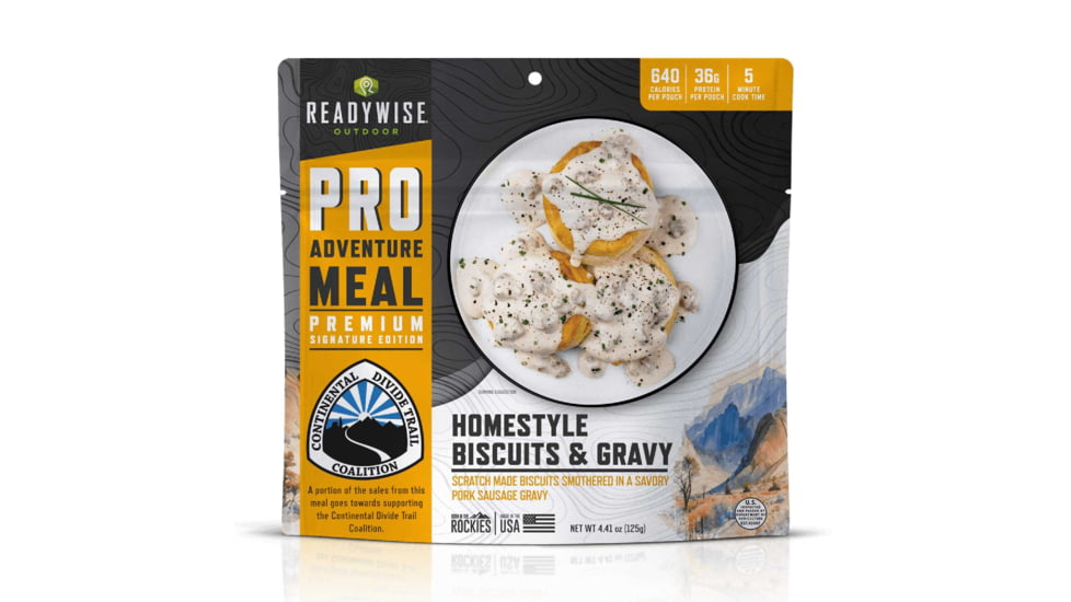 ReadyWise Outdoor Pro Meal Homestyle Biscuits &amp; Gravy with Sausage, Black, RW03-190