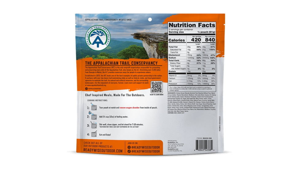 ReadyWise Signature Edition Pro Adventure Meal w/ Appalachian Trail Conservancy Country Style Chicken Pot Pie, 6 Count Case Pack, RW05-195