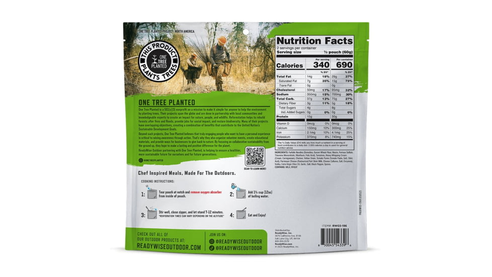 ReadyWise Signature Edition Pro Adventure Meal w/ One Tree Planted Pasta Alla Vodka w/ Chicken, 6 Count Case Pack, RW05-196