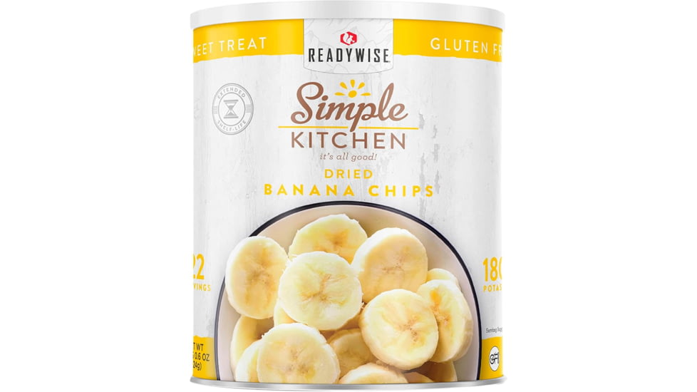 ReadyWise Simple Kitchen Banana Chips - 3 CT Case, 22 Serving Cans, RWSKCN06-002