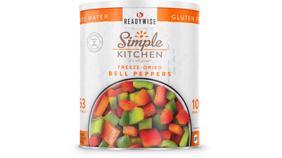 ReadyWise Simple Kitchen Dehydrated Red &amp; Green Bell Peppers - 153 Serving Can, White, RWSKCN03-008