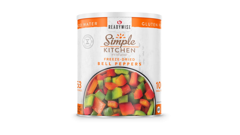 ReadyWise Simple Kitchen Dehydrated Red &amp; Green Bell Peppers - 3 CT Case, 153 Serving Cans, RWSKCN06-008