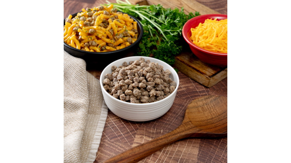 ReadyWise Simple Kitchen FD Beef Patty Crumbles - 3 CT Case, 22 Serving Cans, RWSKCN06-012