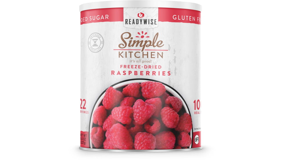 ReadyWise Simple Kitchen Freeze-Dried Raspberries - 22 Serving Can, White, RWSKCN03-003