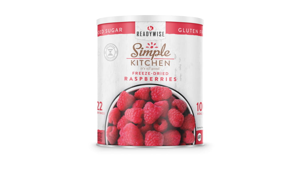 ReadyWise Simple Kitchen Freeze-Dried Raspberries - 3 CT Case, 22 Serving Cans, RWSKCN06-003