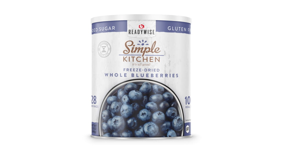 ReadyWise Simple Kitchen Freeze-Dried Whole Blueberries - 3 CT Case, 28 Serving Cans, RWSKCN06-004