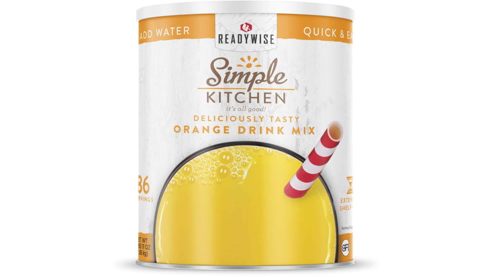 ReadyWise Simple Kitchen Orange Drink Mix- 86 Serving Can, White, RWSKCN03-015