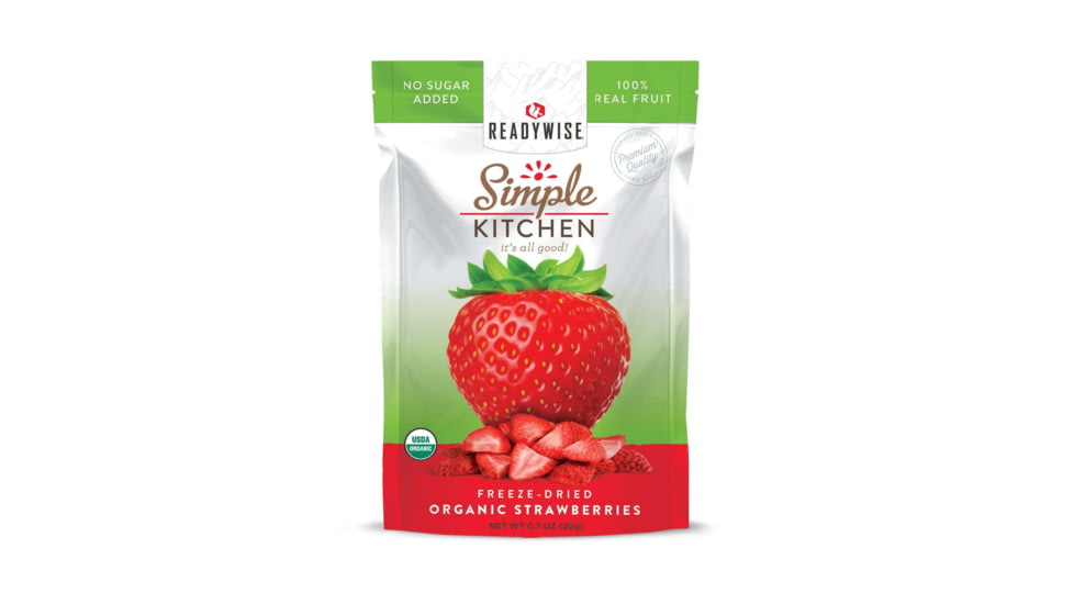 ReadyWise Simple Kitchen Organic Freeze-Dried Strawberries, Single Pouch, RWSK02-014