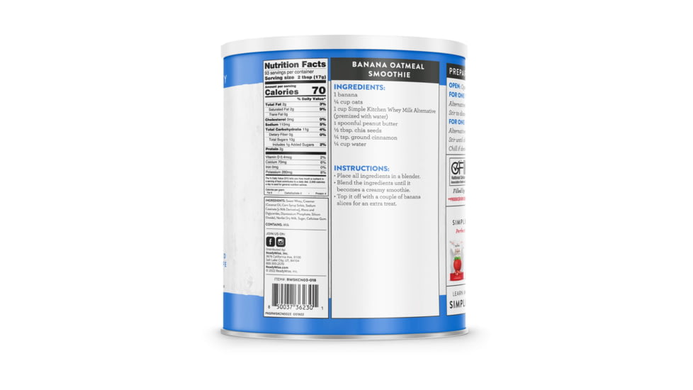 ReadyWise Simple Kitchen Whey Milk Alternative - 3 CT Case, 93 Serving Cans, RWSKCN06-018