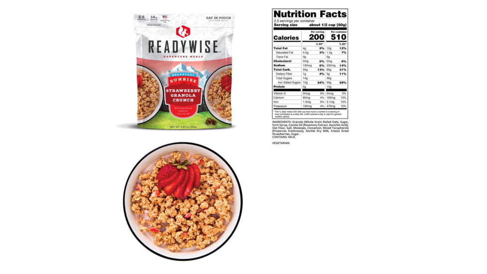 ReadyWise Sunrise Strawberry Granola Crunch, Single Pouch, RW03-907