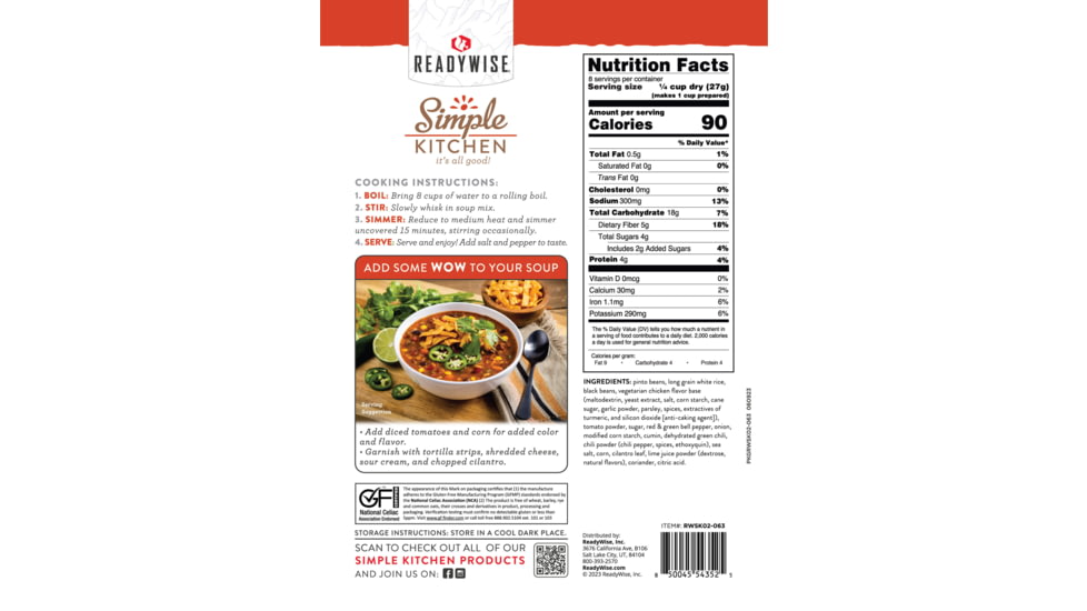 ReadyWise Tortilla Soup Mix, 6 Pack, RWSK05-063