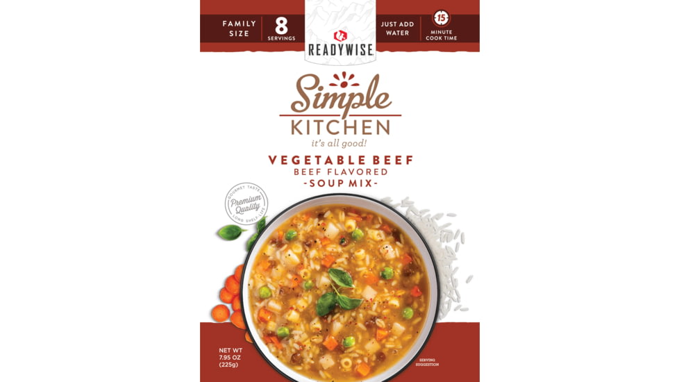 ReadyWise Vegetable Beef Flavored Soup Mix, 6 Pack, RWSK05-067